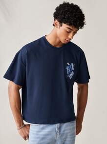 Manfinity VCAY Men's Summer Round Neck Letter Printed Short Sleeve Casual T-Shirt