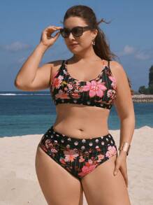 Swim Lushoire Bikini Set mit Blumenmuster für den Sommerurlaub in großen Größen