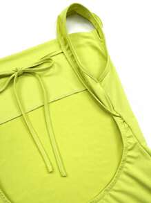 SHEIN SXY Women's Solid Color Simple Daily Backless Dress - Green - View 6