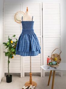 Tween Girls Fashionable Spaghetti Strap Top And Skirt Set - Blue - View 2