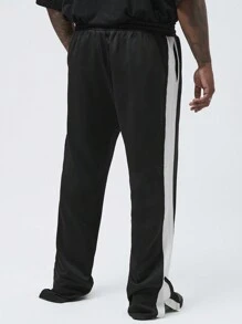 Manfinity VCAY Manfinity NXTstreet Men's Plus Size Casual Knitted Patchwork Long Joggers With Split Legs And Drawstring - Suitable For Spring/Summer - Multicolor - View 4