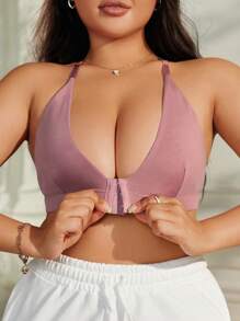 Sujetador sencillo y sin cables de unicolor para mujer de talla grande, ideal para uso diario
