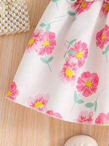Baby Girls'  Sweet Flower Patterned Fancy Cami Dress For Summer - Multicolor - View 5