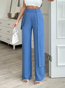 EURMUSE WOMEN BOTTOM POWER ELASTANE BROWN PANT - Blue - View 4