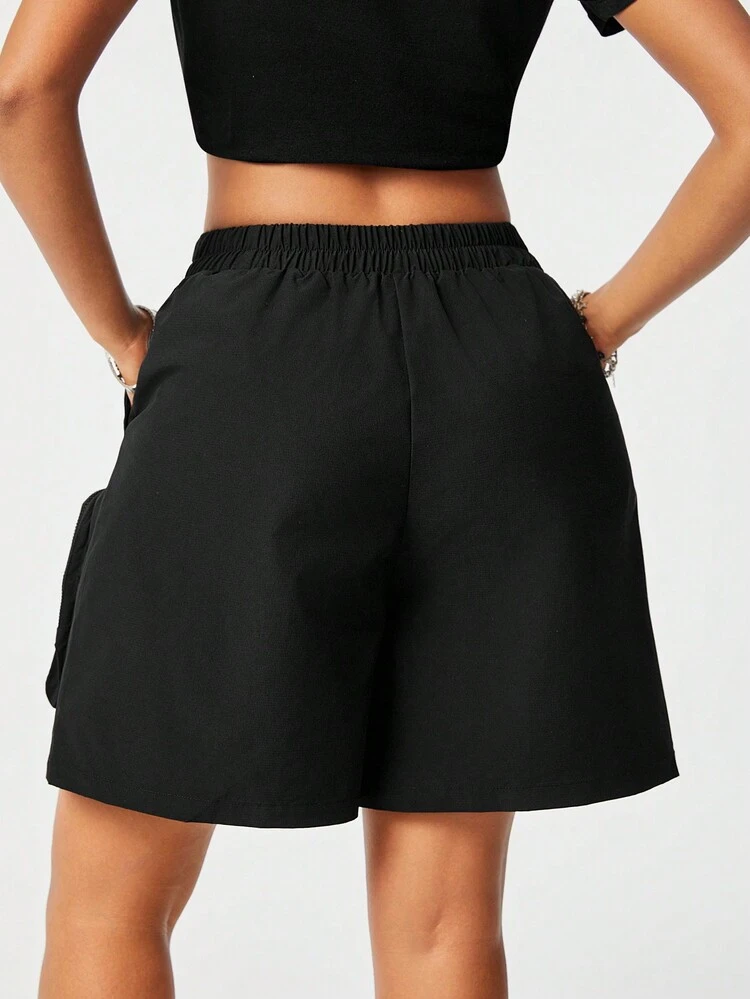 Women's Multi-Pocket Zipper Casual Loose Street Style Solid Color Shorts For Spring/Summer