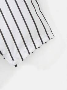 LOONEY TUNES X SHEIN Baby Boy Cartoon Taz Printed Striped Athletic Style Color Block Short Sleeve Romper Set, Summer - White - View 3