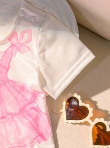 SHEIN 2pcs/Set Baby Girl Ballet Skirt With Printed Mesh Fabric, Elegant & Gorgeous, Soft & Comfortable, Suitable For Daily Wear And Leisure, Spring & Summer - Multicolor - View 4
