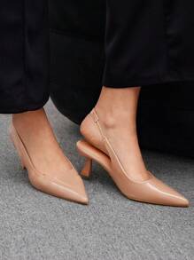 CUCCOO BIZCHIC Ladies Nude High Heel Shoes With Pointed Toe, Graduation Heel, Prom Heels For Summer Spring Shoes Spring Break Easter For Christmas - Apricot - View 1