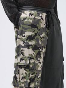 Manfinity VCAY Manfinity NXTstreet Nam Plus Size Quần ống rộng dệt chắp vá thông thường, phù hợp cho mọi mùa - Nhiều màu - Xem 2