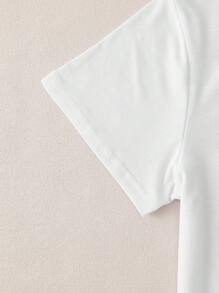 SHEIN Bộ đồ hai mảnh thiết kế túi kẻ caro và in họa tiết kẻ caro cỡ lớn cổ tròn tay ngắn thường ngày và quần short kẻ caro mặc hàng ngày vào mùa xuân và mùa hè - Màu Hồng Tươi - Xem 4