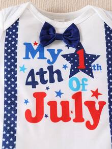Conjunto de body de manga corta y pantalones cortos para bebé niño para 4 de Julio en verano, atuendos para 4 de julio
