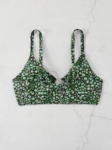 SHEIN Swim Curve 大尺碼花卉印花時尚沙灘泳裝比基尼上衣
