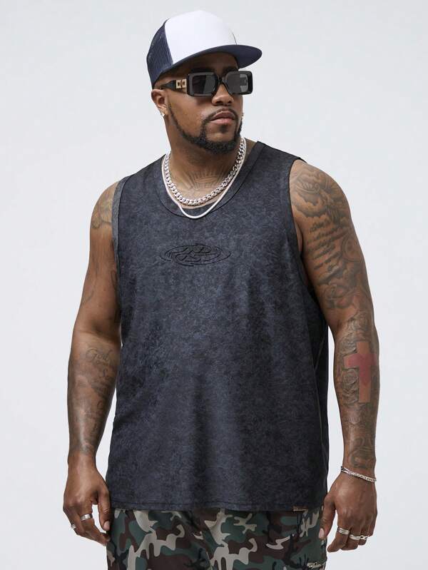 Manfinity VCAY Camiseta de tirantes tejida sin mangas con relieve 3D para hombre de talla grande, adecuada para verano y el uso diario