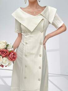 Modelyn Dames effen kleur eenvoudige knoopdecoratie dagelijkse kleding