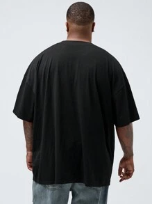Manfinity VCAY Men's Plus Size Knitted Casual Loose Drop Shoulder Short Sleeve T-Shirt, Suitable For Summer And Daily Wear - Multicolor - View 6