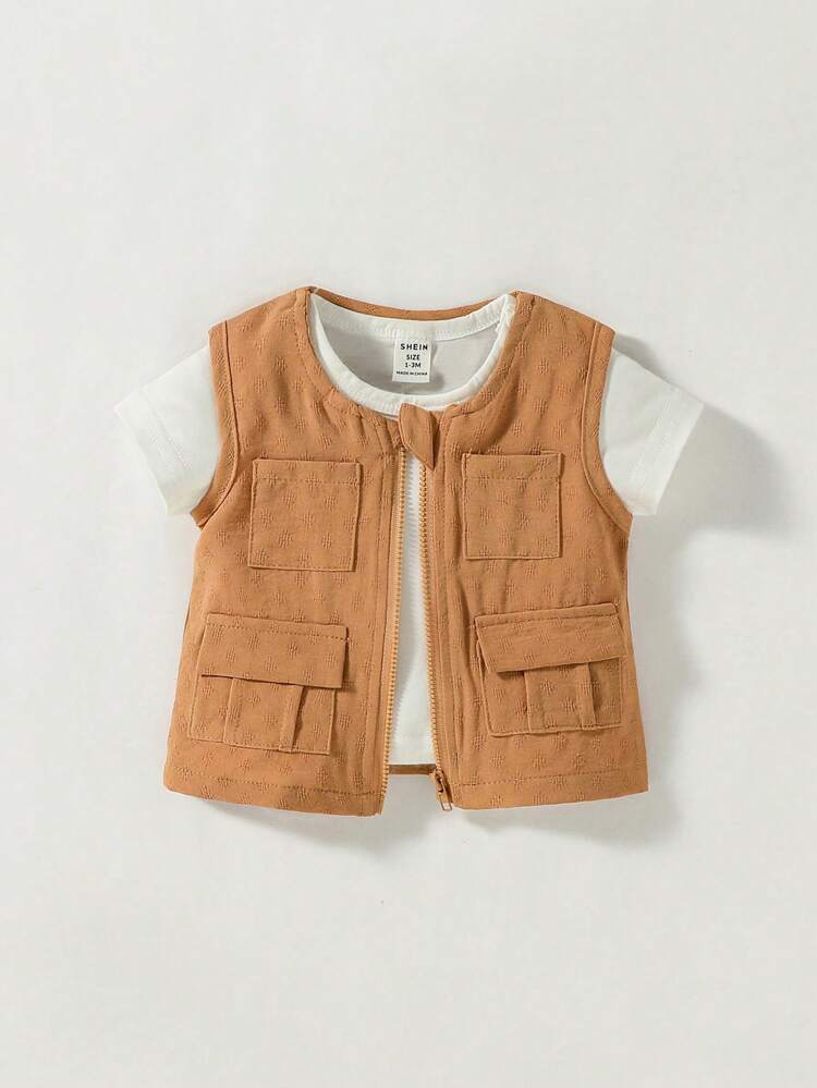 Baby Boy Vintage Casual Workwear Sleeveless Top, Summer