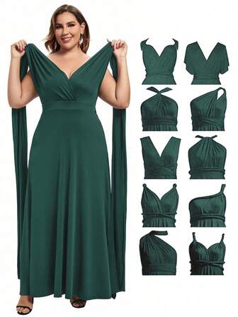 Plus Size Women Off-Shoulder Ruched Long Dress
