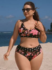 Swim Lushoire Bikini Set mit Blumenmuster für den Sommerurlaub in großen Größen