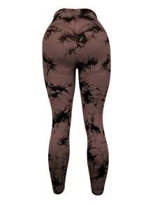 SHEIN Sport Studio Tie-Dye Seamless High-Waisted Stretchy Sports Leggings