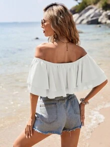 SHEIN VCAY Top estilo vacacional de un solo hombro para mujeres - Blanco - Ver 2