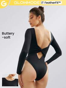 GLOWMODE Featherfit™ Knot Yours露肩連體衣 - 黑色 - 查看 8