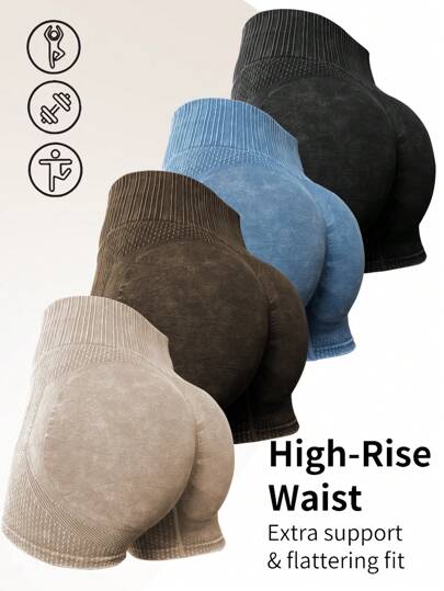 Easithlete 无缝高腰夏季运动短裤，多种颜色可选女士运动短裤、健身短裤、骑行短裤