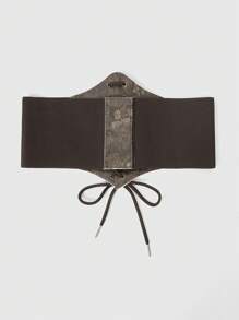 ROMWE Fairycore 1 件女士棕色镂空骷髅蝴蝶装饰哥特式腰带，适合日常搭配连衣裙、万圣节 - 棕色 - 查看 3