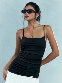 MISSGUIDED Đầm Maxi Cami Viền Dài Xếp Ly Nhiều Màu - Đen và trắng - Xem 6