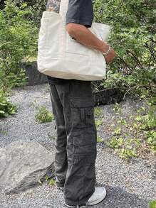 Globe Swift Men's Grey Wide Leg Loose Casual Cargo Pants
