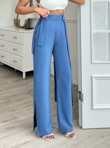 EURMUSE WOMEN BOTTOM POWER ELASTANE BROWN PANT - Blue - View 6