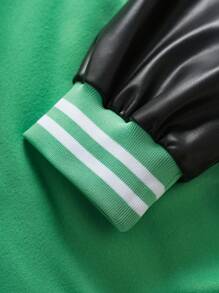 SHEIN Ladies' Printed Zipper Simple Daily Jacket - Green - View 6