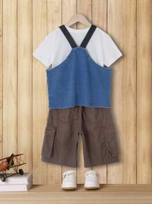 Boys' (Big) New Casual Fashion Design Washed Denim Suit