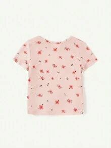 Cozy Pixies Bộ Pyjama vừa khít cho bé gái có in hoa dài tay và quần có chân, màu trơn, 4 chiếc - Hồng - Xem 2