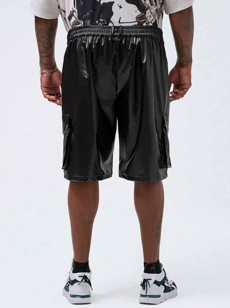 Manfinity VCAY Men's Plus Size Casual Matte Elastic PU Leather