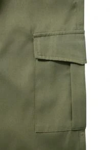 Manfinity Homme Pantalones casuales diarios de unicolor simple para hombres, para el otoño - Verde militar - Ver 6