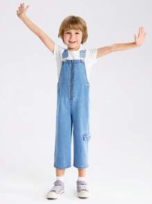 Young Boy Casual Denim Jumpsuit Overalls