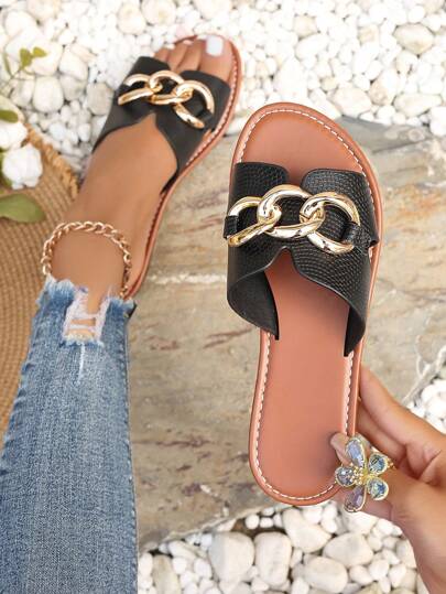 Korean Style Casual Flat Sandals Women's Shoes, Summer Open Toe Slides, Spring Autumn, New Woven Roman Style For Summer, Fashionable French Style Ladies, Suitable For Matching Skirts For Outdoor Beaches, Sandals, Flats, Peep Toe, White, Flat, Strap Shoes, Beige, Black, Orange, White, Yellow, Purple, Gray, Gold, Silver, Blue, Green, Rose Red, Brown, French Leopard Print, Formal Shoes, Holiday Sandals, Bohemian Style, Navy Blue, Walking Shoes, Rhinestone Shoes, Women's Flat Gu Mules