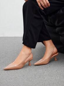 CUCCOO BIZCHIC Ladies Nude High Heel Shoes With Pointed Toe, Graduation Heel, Prom Heels For Summer Spring Shoes Spring Break Easter For Christmas - Apricot - View 5