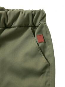 Manfinity Homme Pantalones casuales diarios de unicolor simple para hombres, para el otoño - Verde militar - Ver 5