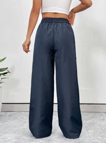 Flirla Pantalones rectos informales para mujeres con borde fluorescente