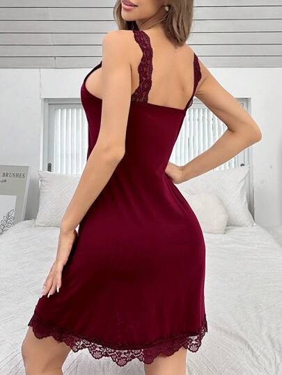 Kanten Patchwork Camisole Pajama Night Dress view 2