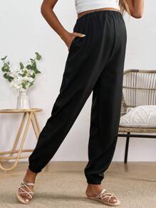 SHEIN Maternity City Vacation Pants - Navy Blue - View 3