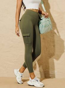 VARSITIE 夏季運動基本口袋瑜伽連身褲與緊身褲 - 彩色 - 查看 4