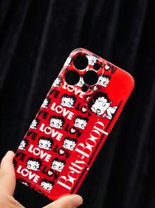 Betty Boop | ROMWE 1 carcasă roșie pentru telefon cu personaj de desene animate și litere imprimate - Multicolor - Vizualizare 7