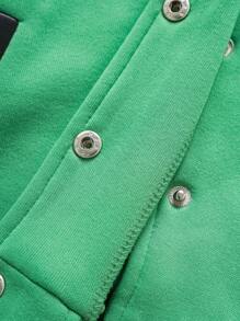 SHEIN Ladies' Printed Zipper Simple Daily Jacket - Green - View 5