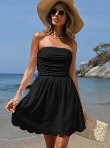 SHEIN VCAY Vacation Strapless Women's Dress - Black - View 5