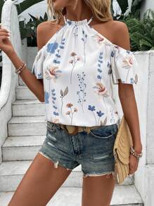 SHEIN Clasi Camisa elegante y con estilo para mujer con cuello fruncido