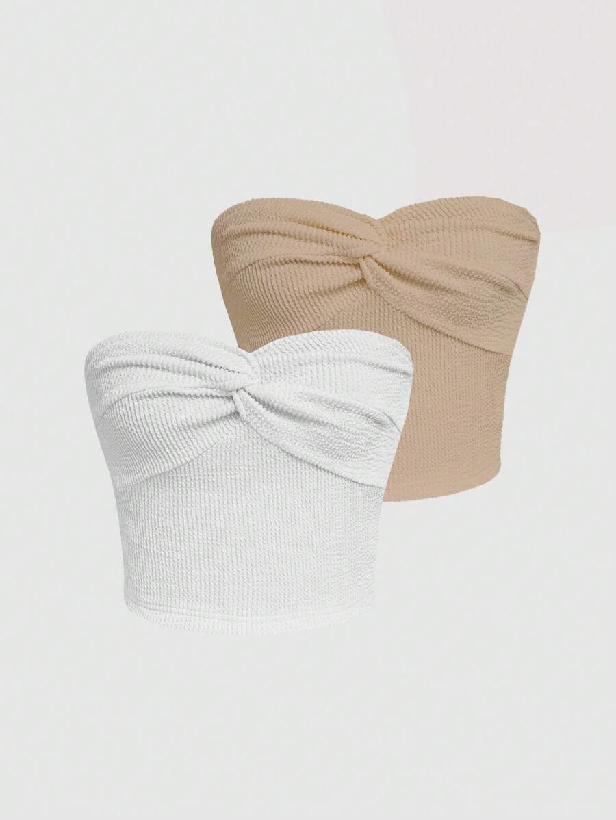 SHEIN Unity 女士純色扭結夏季背心上衣 - 彩色 - 查看 1