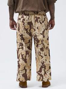 Mainfolk Manfinity NXTstreet Men's Plus Size Casual Woven Camouflage Tooling Jogger Pants, Suitable For Daily Wear - Multicolor - View 4