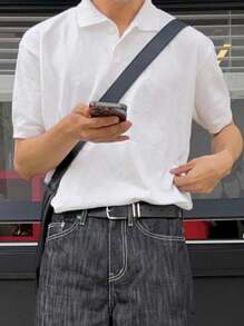DAZY Men's Summer Solid Color Knit Top - White - View 4